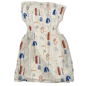 Peppermayo White Strapless Dress with Multicolor Accent Print